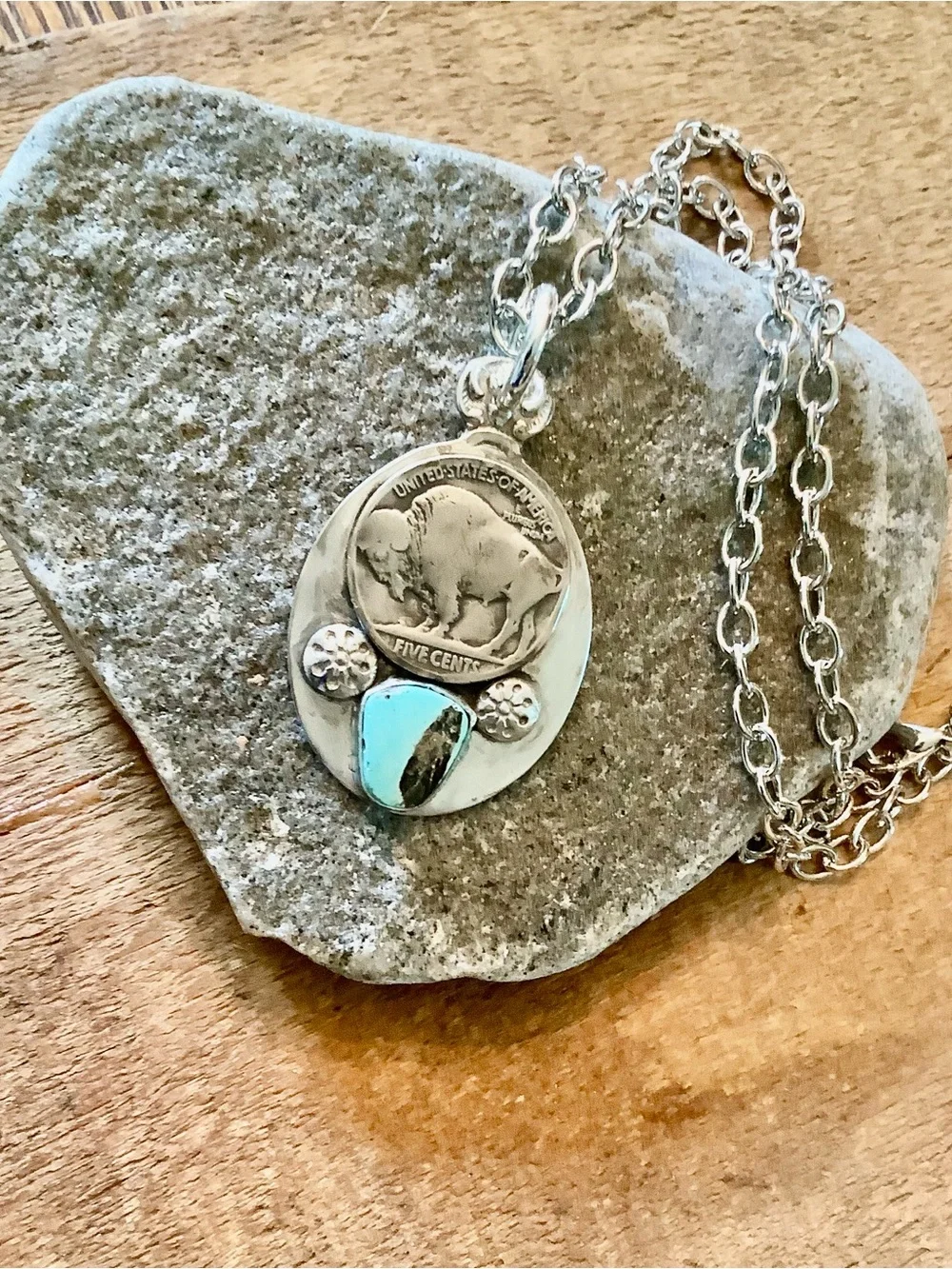 Buffalo Nickel  turquoise Necklace - Picture 7 of 7